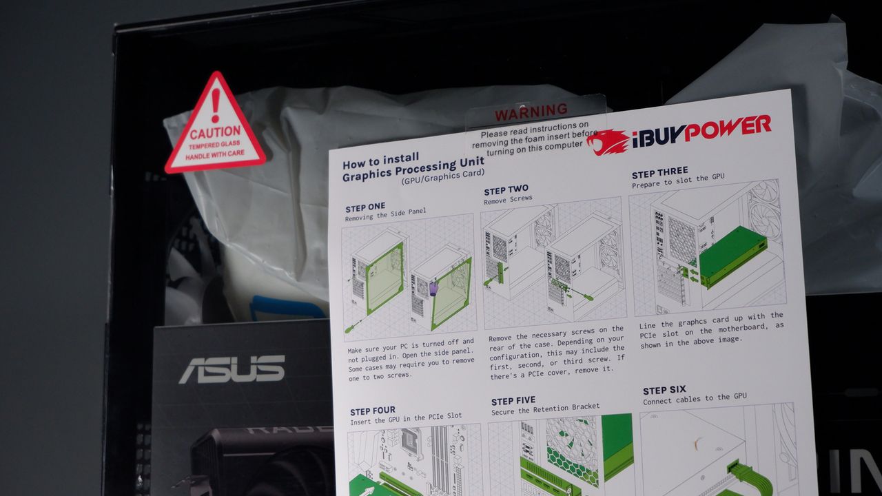 iBuyPower RDY Element 9 Pro R07 on a desk during the set-up process.