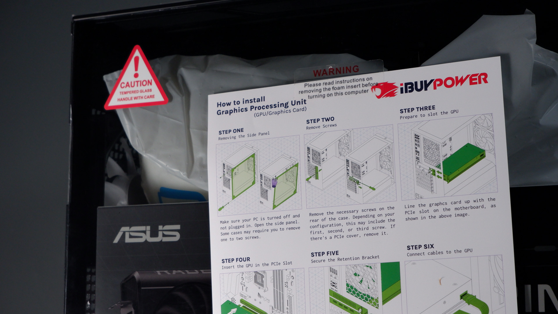 iBuyPower RDY Element 9 Pro R07 on a desk during the set-up process.