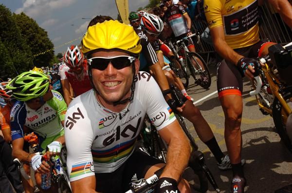 World champion Mark Cavendish was all smiles on the stage 4 start line, but he was in a decidedly different mood at the finish having crashed heavily with 2.5km to go.