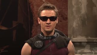 Jeremy Renner as Hawkeye on SNL.