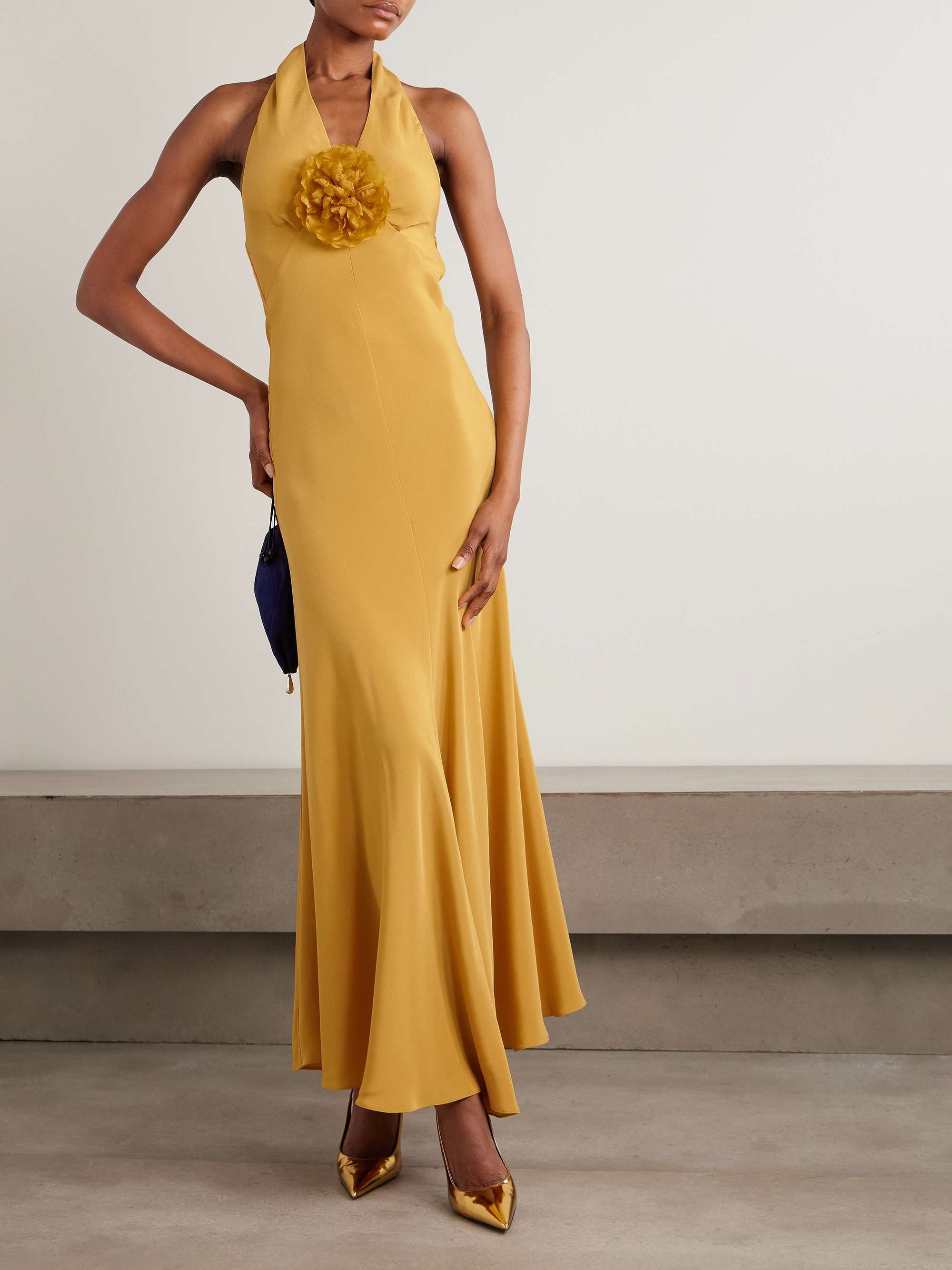 Rodarte, Embellished silk-crepe halterneck gown