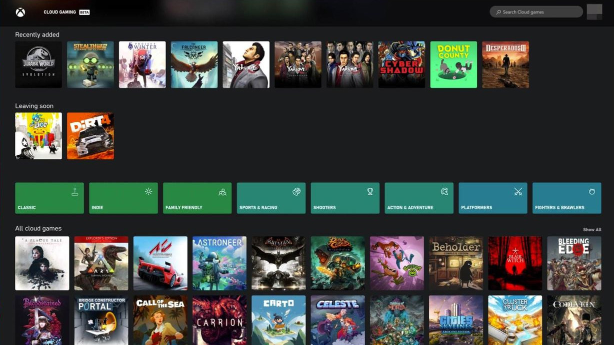 xbox cloud gaming on windows 10