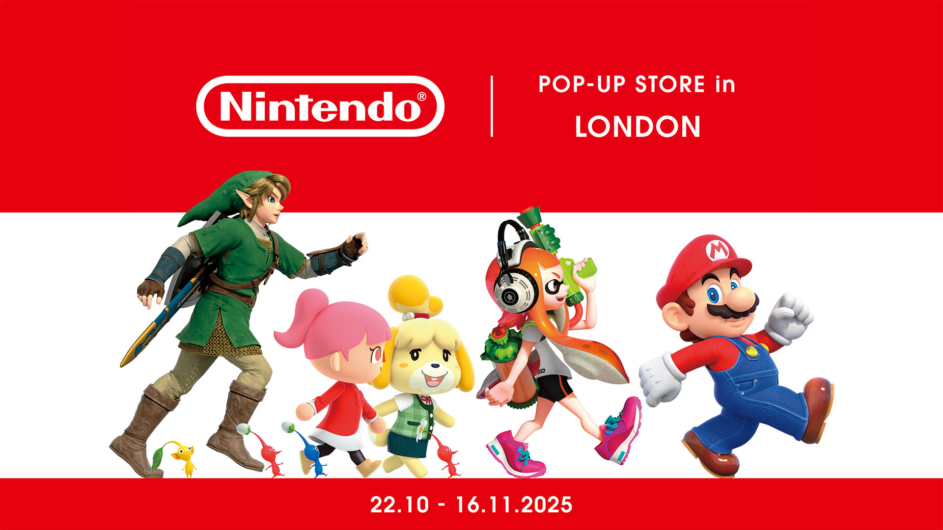 Nintendo Store poster featuring video game characters. 
