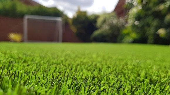 garden image with goal posts in the background