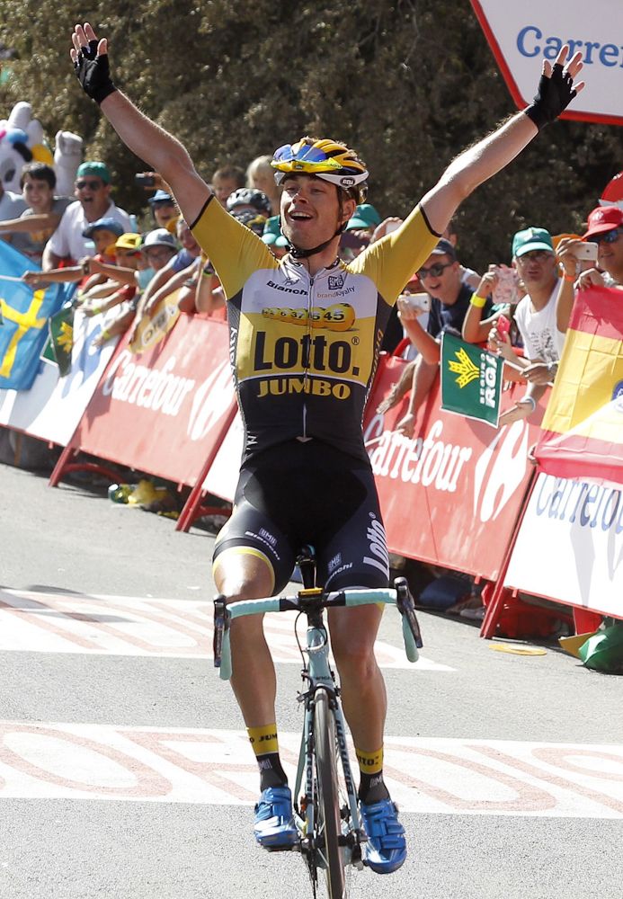 Bert-Jan Lindeman (LottoNL-Jumbo) wins stage 7 at the Vuelta a Espana.