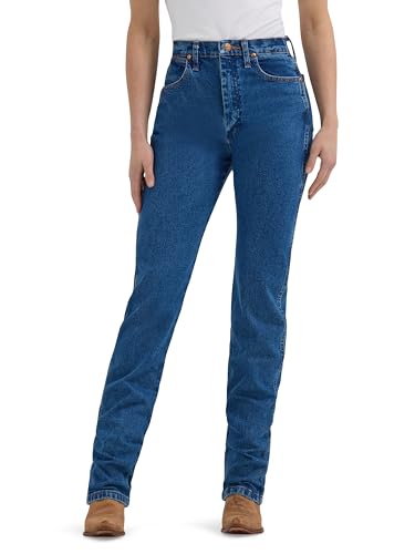 Wrangler Women's Cowboy Cut High Rise Slim Fit Tapered Leg Jean, Stonewash, 1-32