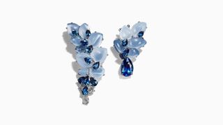High jewellery earrings with blue stones