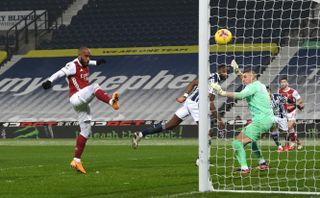 Alexandre Lacazette scores Arsenal’s fourth goal at West Brom