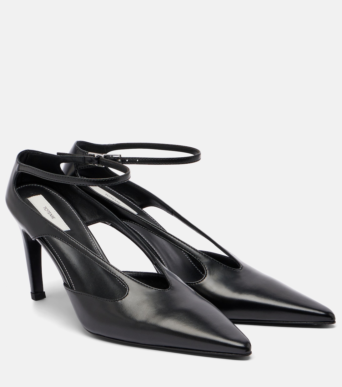 Cutout Leather Pumps in Black - Toteme