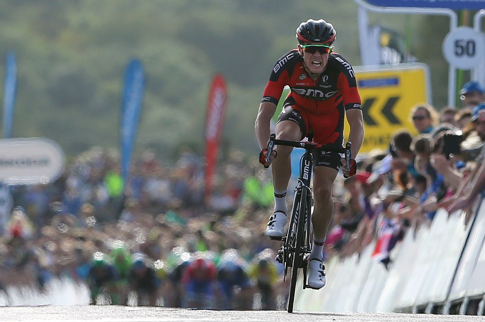 Rohan Dennis (BMC) celebrates his stage victory in Bristol