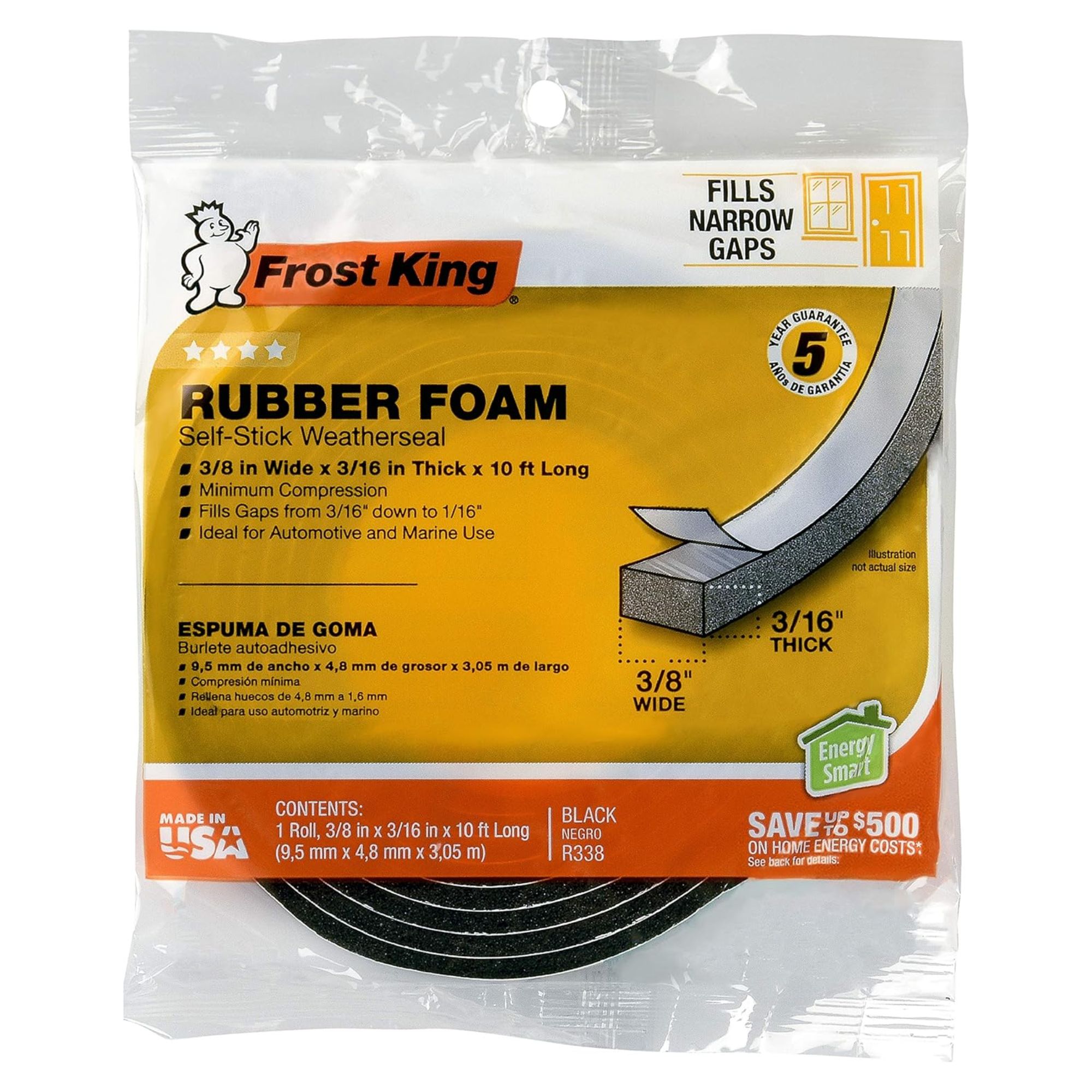 Rubber foam self-stick weatherseal
