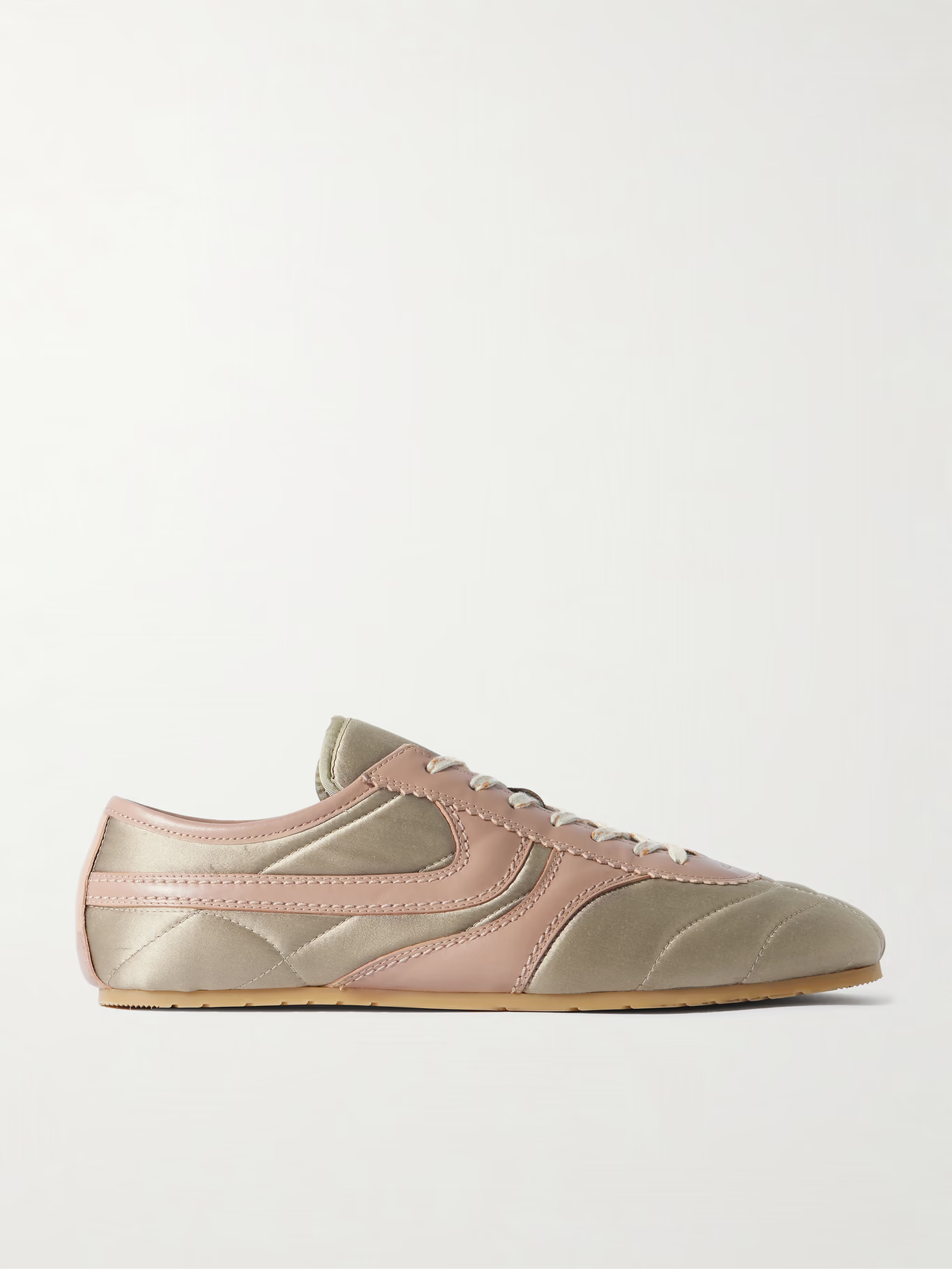 Dries Van Noten, Leather-Trimmed Paneled Satin Sneakers