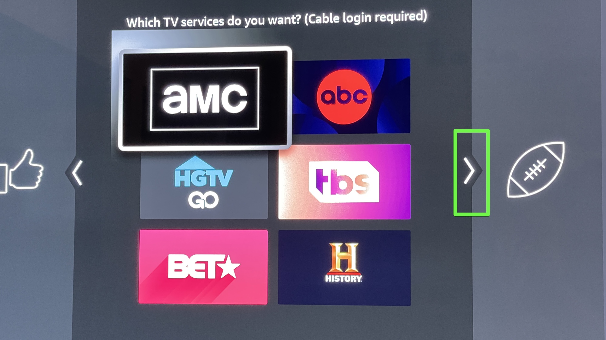 fire tv setup TV Services apps suggestion screen
