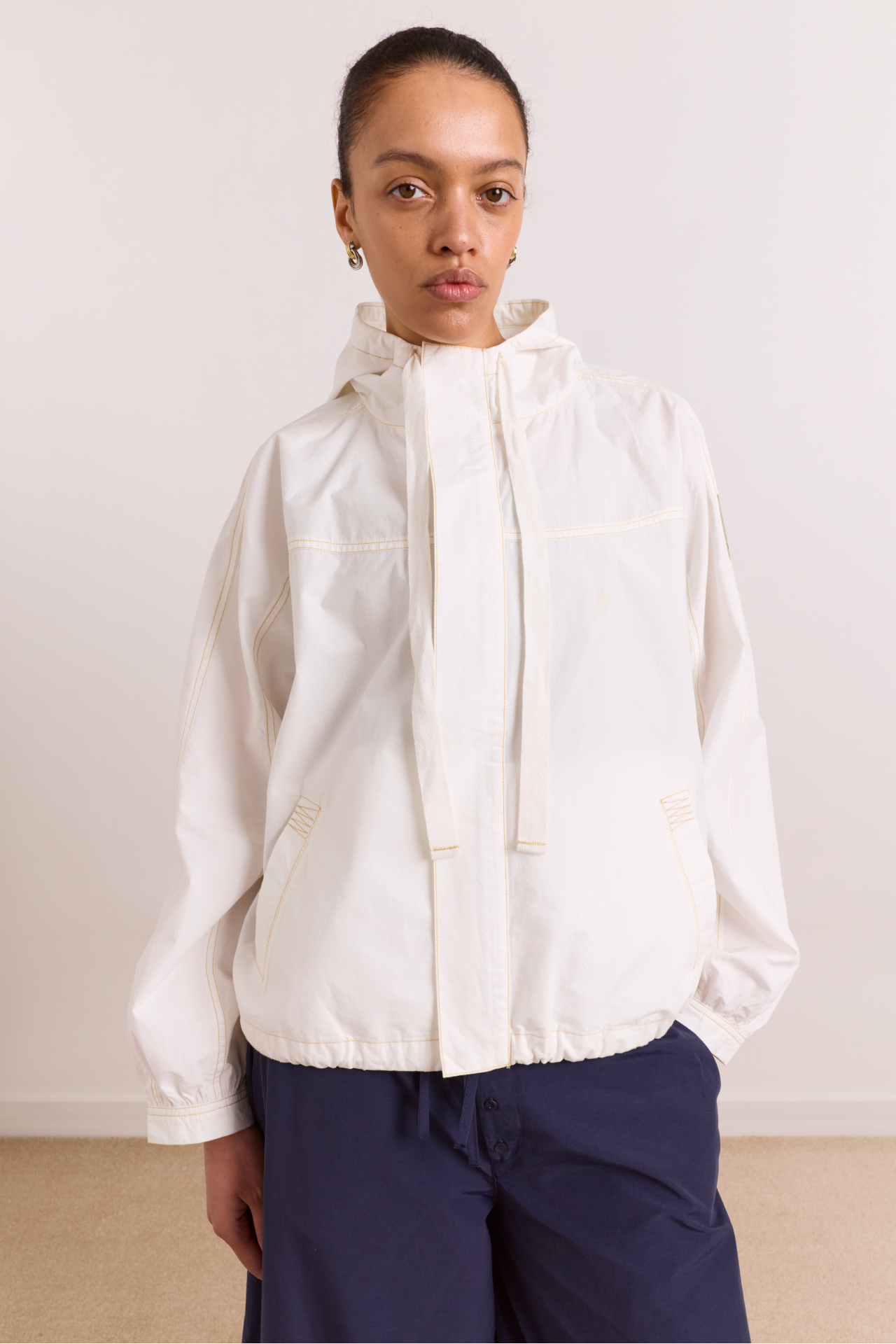 Pre-Order Black Hoody Jacket - Ecru