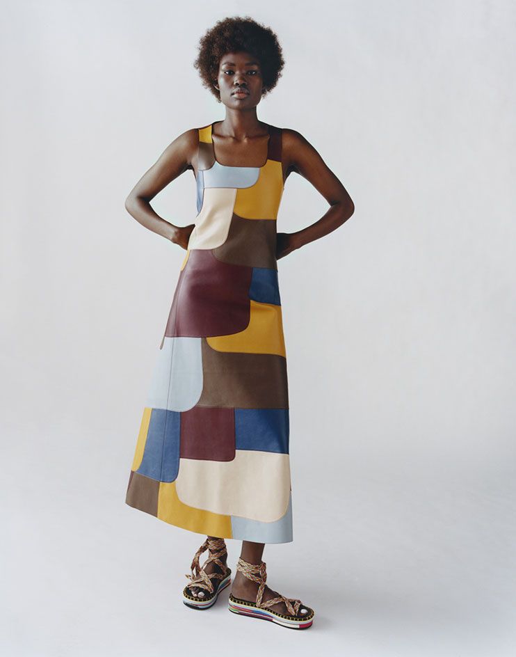Chloe leather patchwork dress