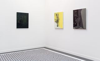 White room with three pictures on the wall of Günther Förg’s last painting before his death