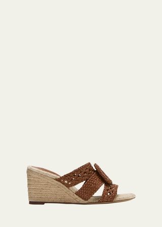 Lana Woven Leather Wedge Espadrilles