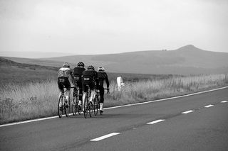 A57 with Winn Hill in the distance, Rapha Condor Sharp training in Peak District, August 2011
