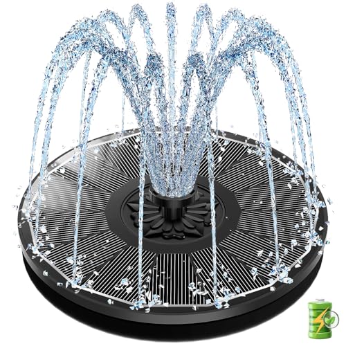 Szmp Solar Fountain for Bird Bath Spraying Water on Cloudy Day, Solar Water Fountain Pump Outdoor Garden 3.5w Black Glass Panel With 2000mah Battery Replaceable Nozzles