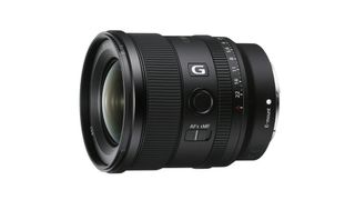 Close up press shot of the Sony FE 20mm F1.8 G Lens for a camera