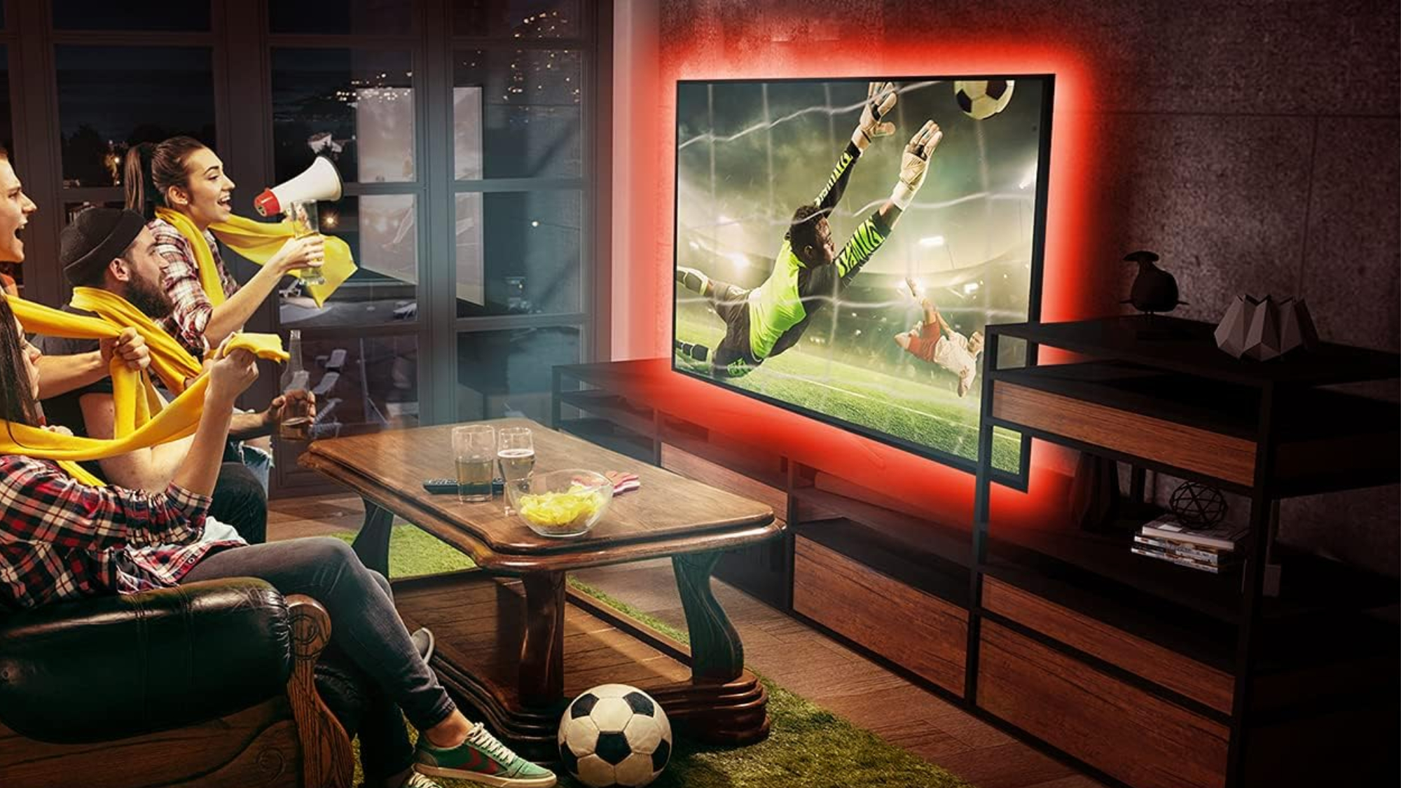 Intelligente Lichter passen zum Sport im Fernsehen