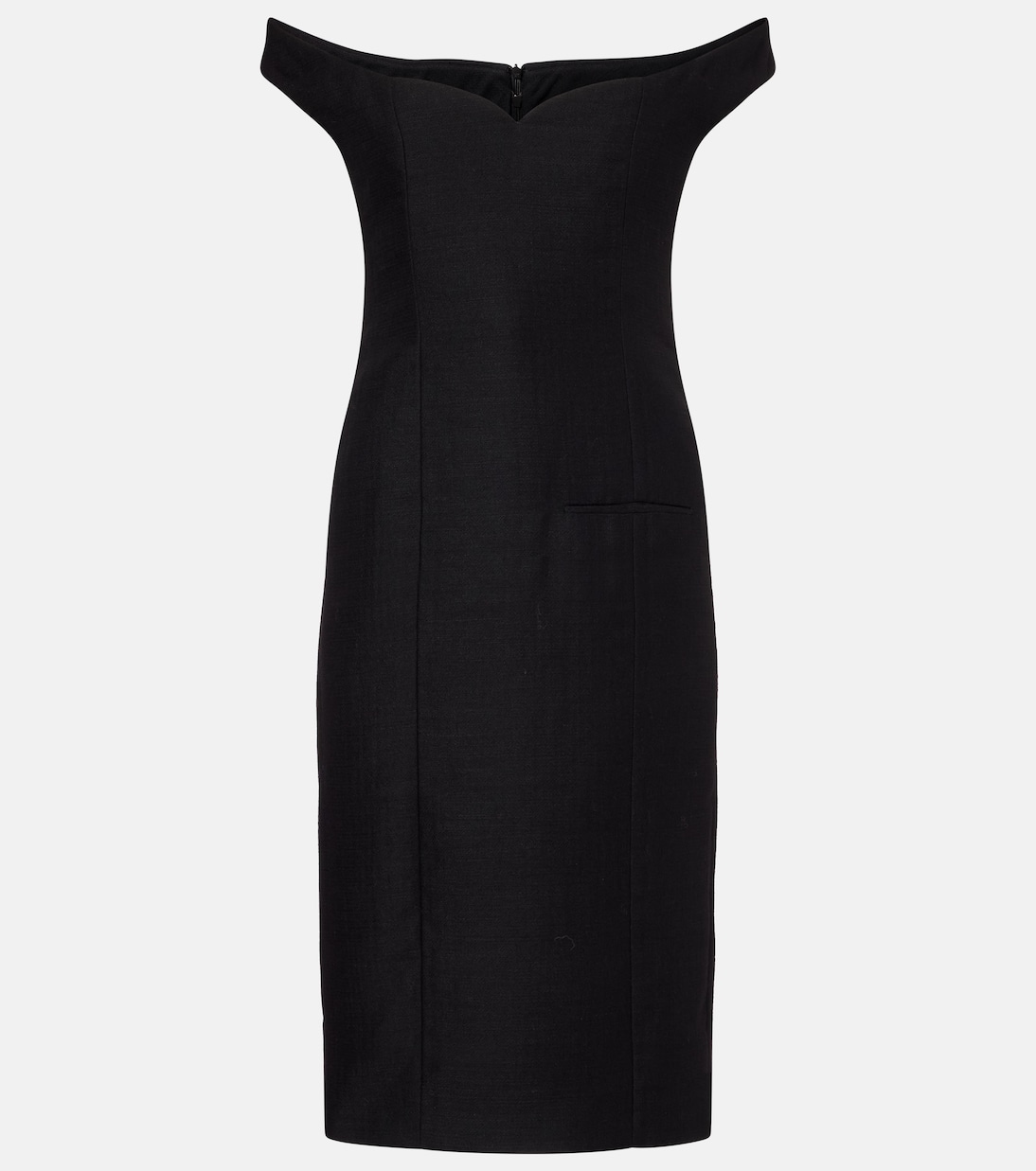 Bonny Wool and Linen-Blend Midi Dress in Black - Calvin Klein Collection
