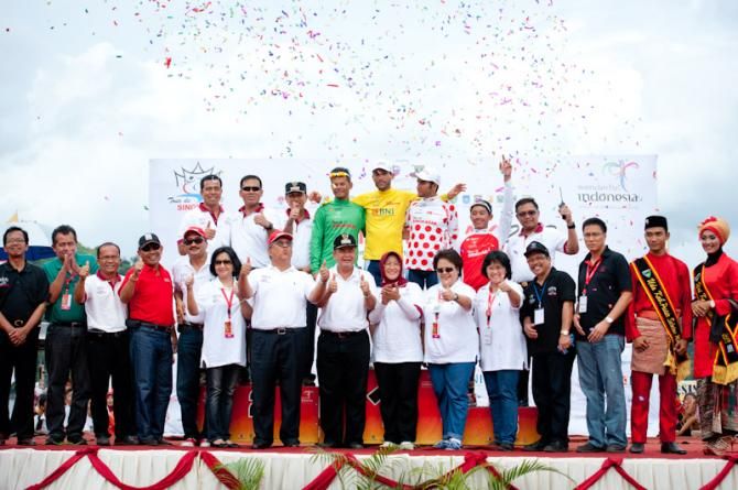 The podium of stage 6, Tour de Singkarak 2013