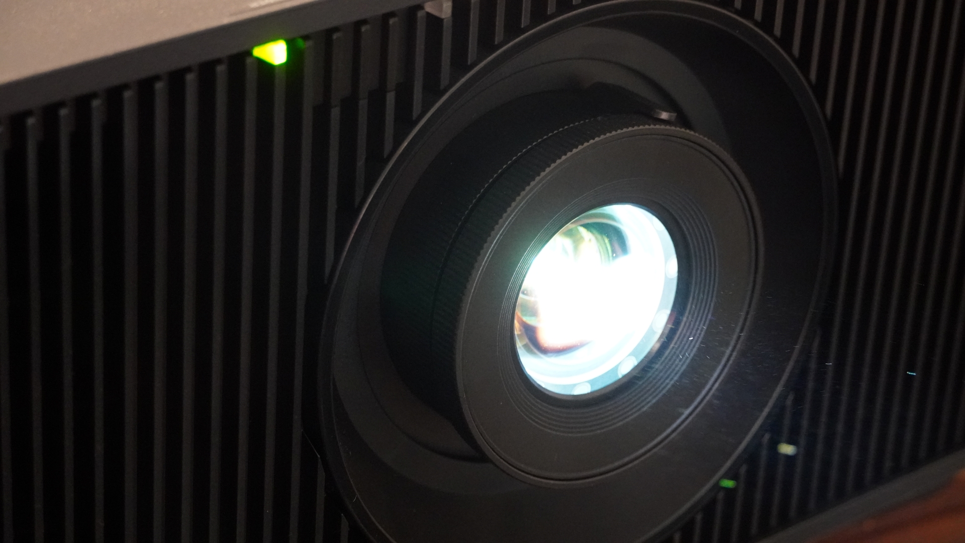 Sony Bravia Projector 7 close up of lens and lens adjustment rings