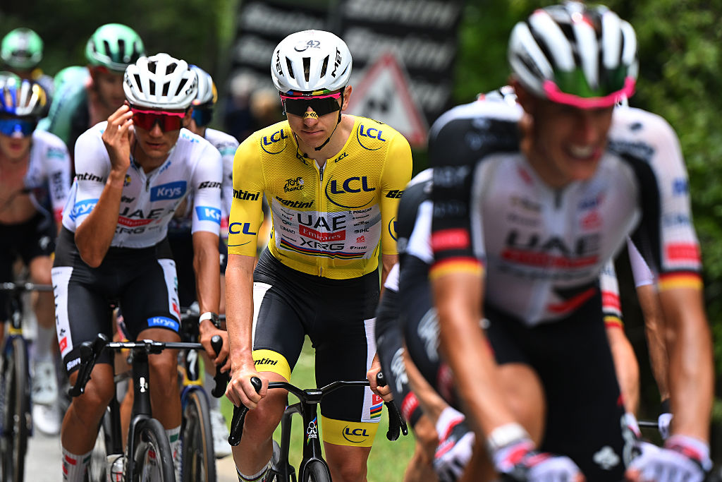 ALPE D&amp;amp;apos;HUEZ, FRANCE - JULY 25: Tadej Pogacar of Slovenia and UAE Team Emirates - XRG - Yellow Leader Jersey competes during the 113th Tour de France 2026, Stage 20 a 170.9km stage from Le Bourg d&amp;amp;apos;Oisans to Alpe d&amp;amp;apos;Huez 1842m / #UCIWT / on July 25, 2026 in Alpe d&amp;amp;apos;Huez, France. (Photo by Dario Belingheri/Getty Images)