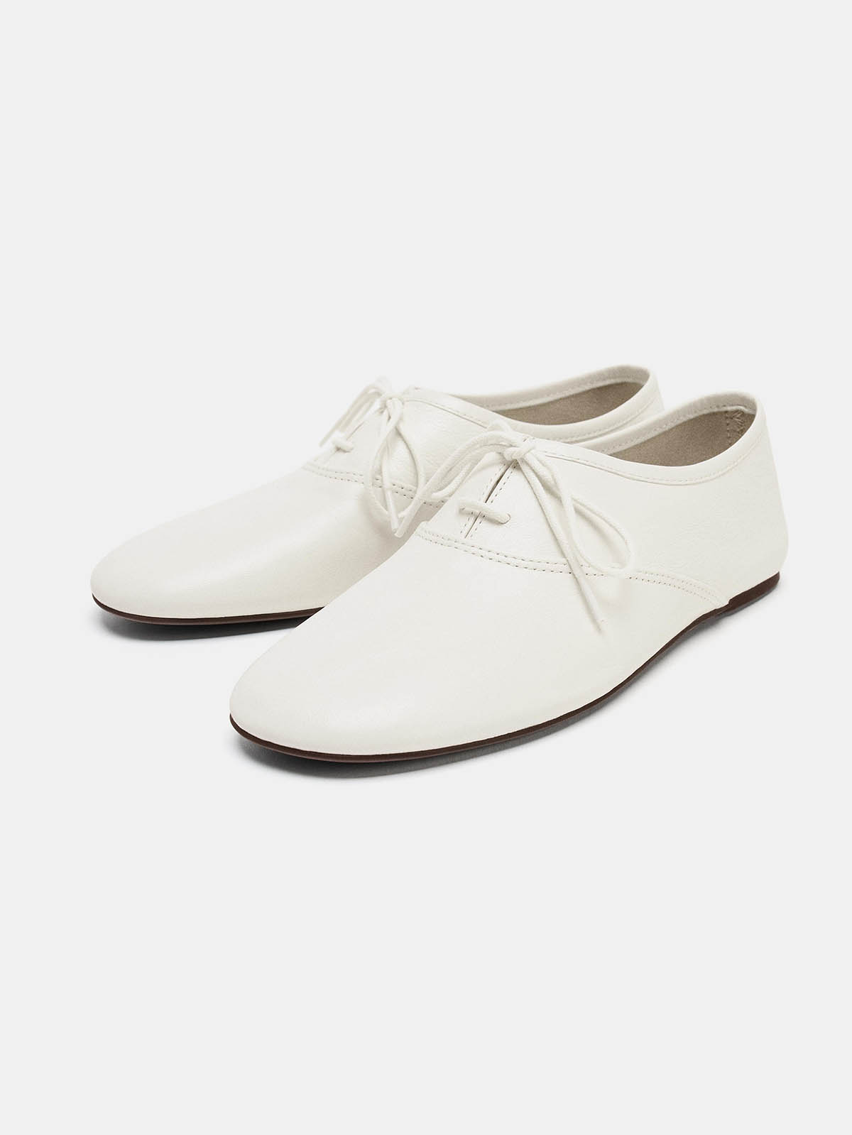 Leather Lace-Up Low Heel Shoes