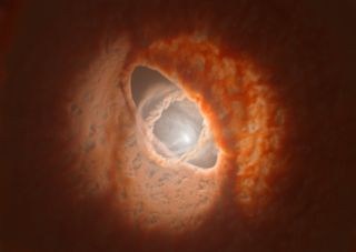 GW Orionis has three stars centered within three wobbly rings of dust. Astronomers think there could be a rare, three-sun planet in the mix too.