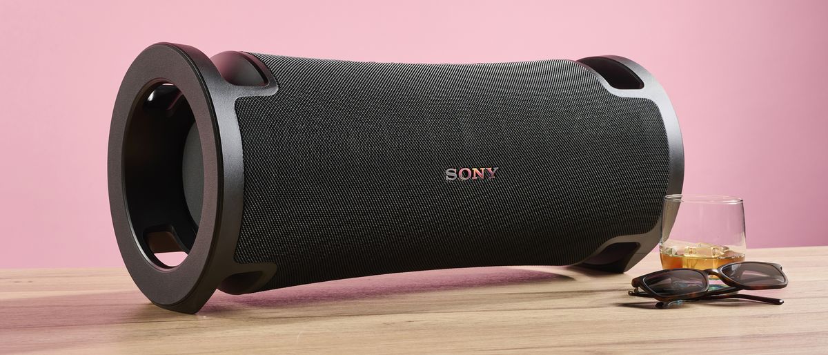 Sony ULT Field 7 speaker on a stone surface