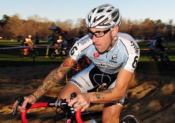 Adam Myerson (Cycle-Smart) trying to stay upright in the deep sand.