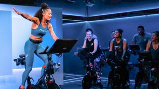 woman giving class at Peloton Studios London 