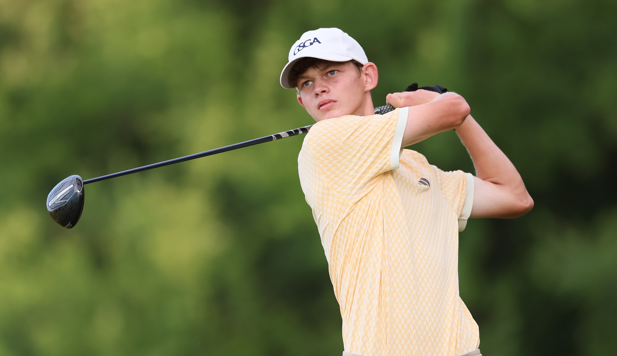 Hamilton Coleman hits a tee shot off the tee