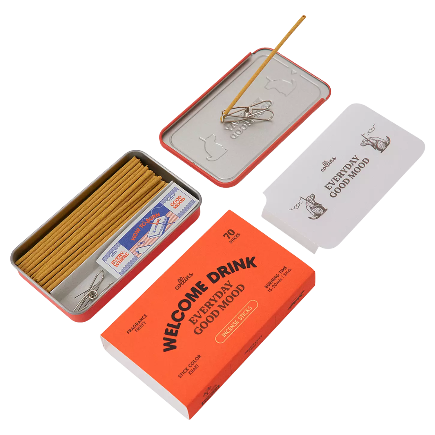 An incense tin with a stand