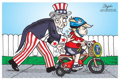 Political Cartoon U.S. Trump learns on job
