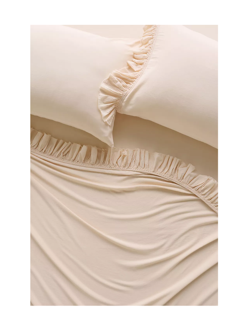 Organic Cotton Spa Sateen Ruffled Sheet Set