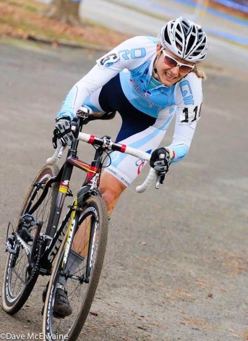 Natasha Elliott (Stevens Racing P/B The Cyclery) lost contact with the other chasers