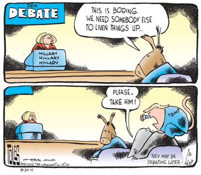 Political cartoon U.S. Clinton Trump 2016