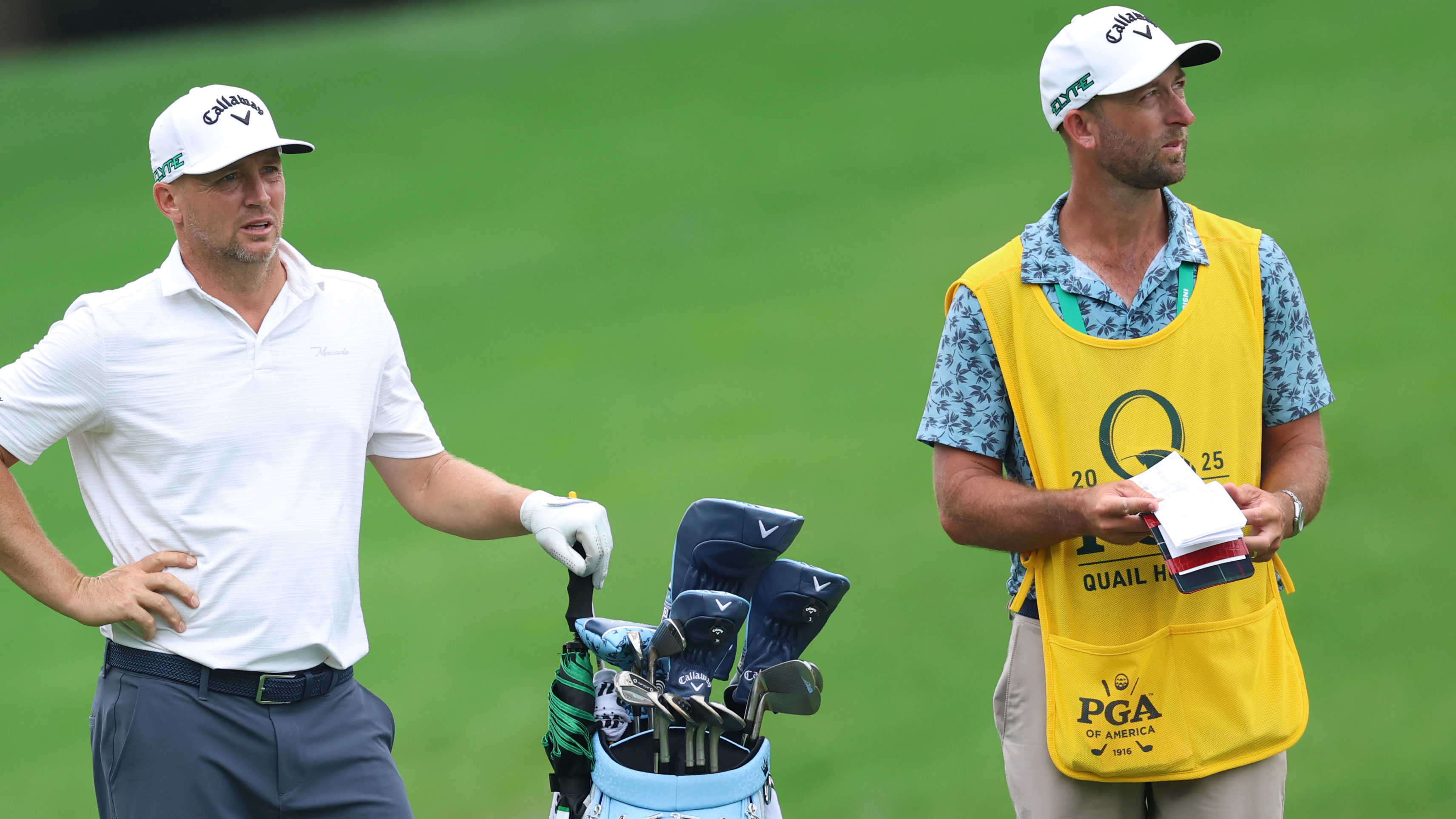 Alex Noren and his caddie Kyle Morrison at the 2025 PGA Championship