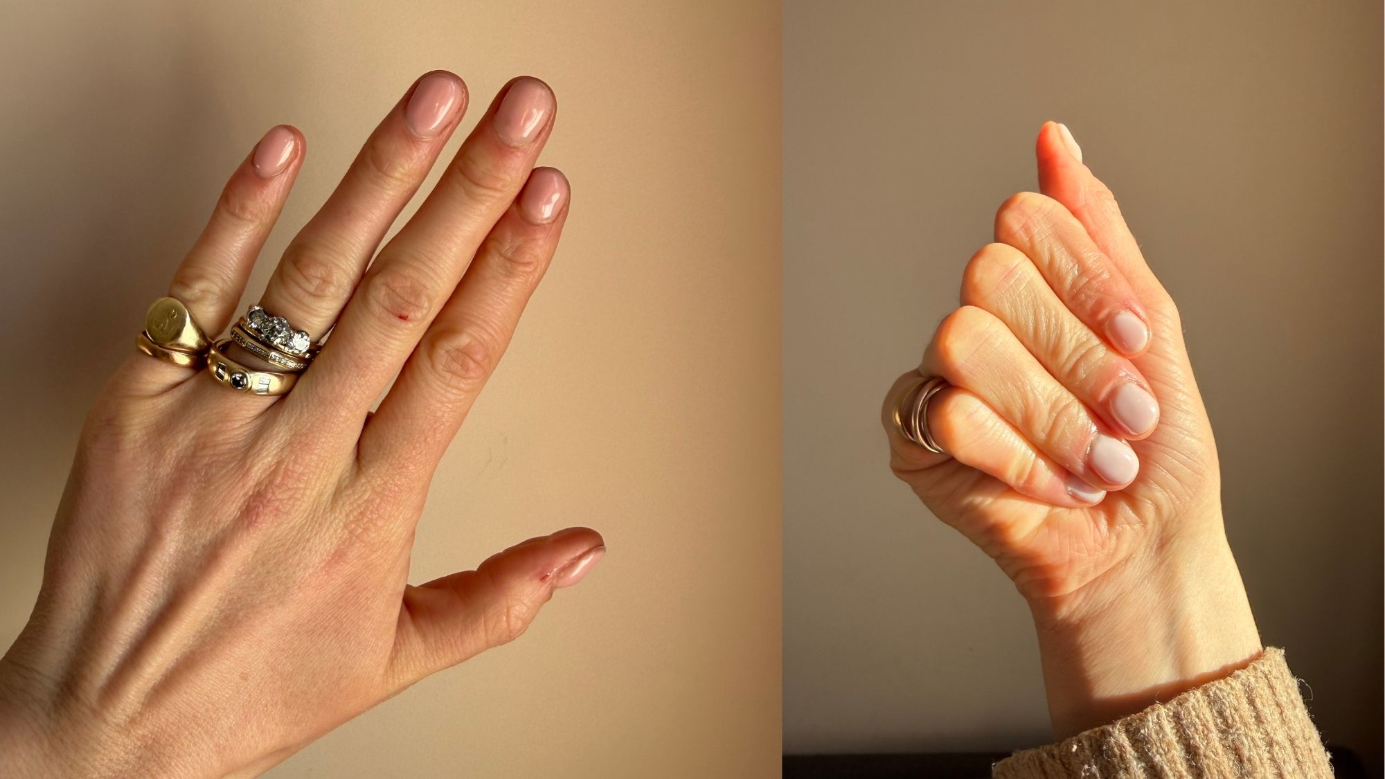 a close up of Katie Thomas's nails after she used the Mylee Super Pigment Builder Gel Polish