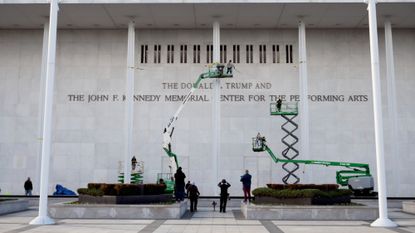 WASHINGTON, DC - DECEMBER 19: The John F. Kennedy Memorial Center for the Performing Arts has added President Donald J. Trump's name to the building on December 19, 2025 in Washington, D.C.(Photo by Marvin Joseph/The Washington Post via Getty Images)