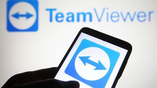 TeamViewer logo appearing on a smartphone as well as on a white background too
