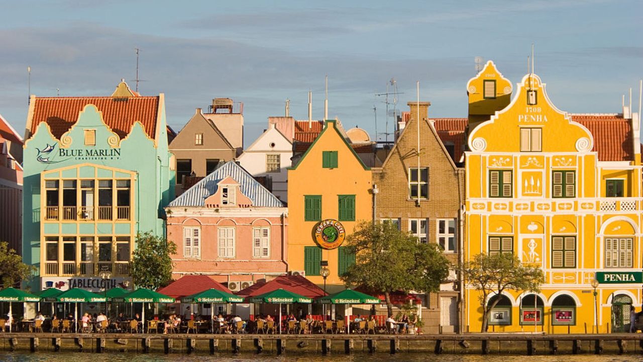 Colorful buildings in Willemstad, the capital of Cuacao
