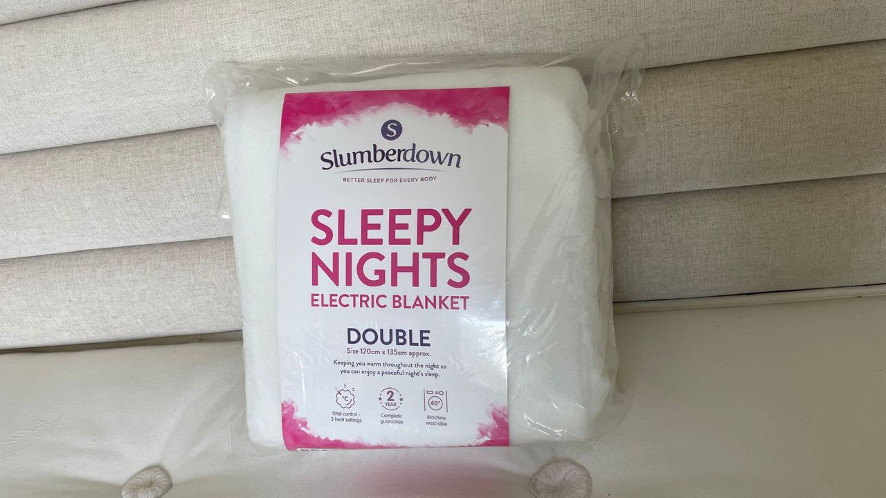 Slumberdown sleepy nights electric blanket packaged on the bed