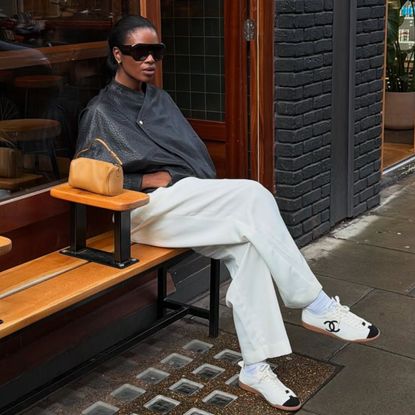 marilyn nwawulor kazemaks wears white chanel trainers