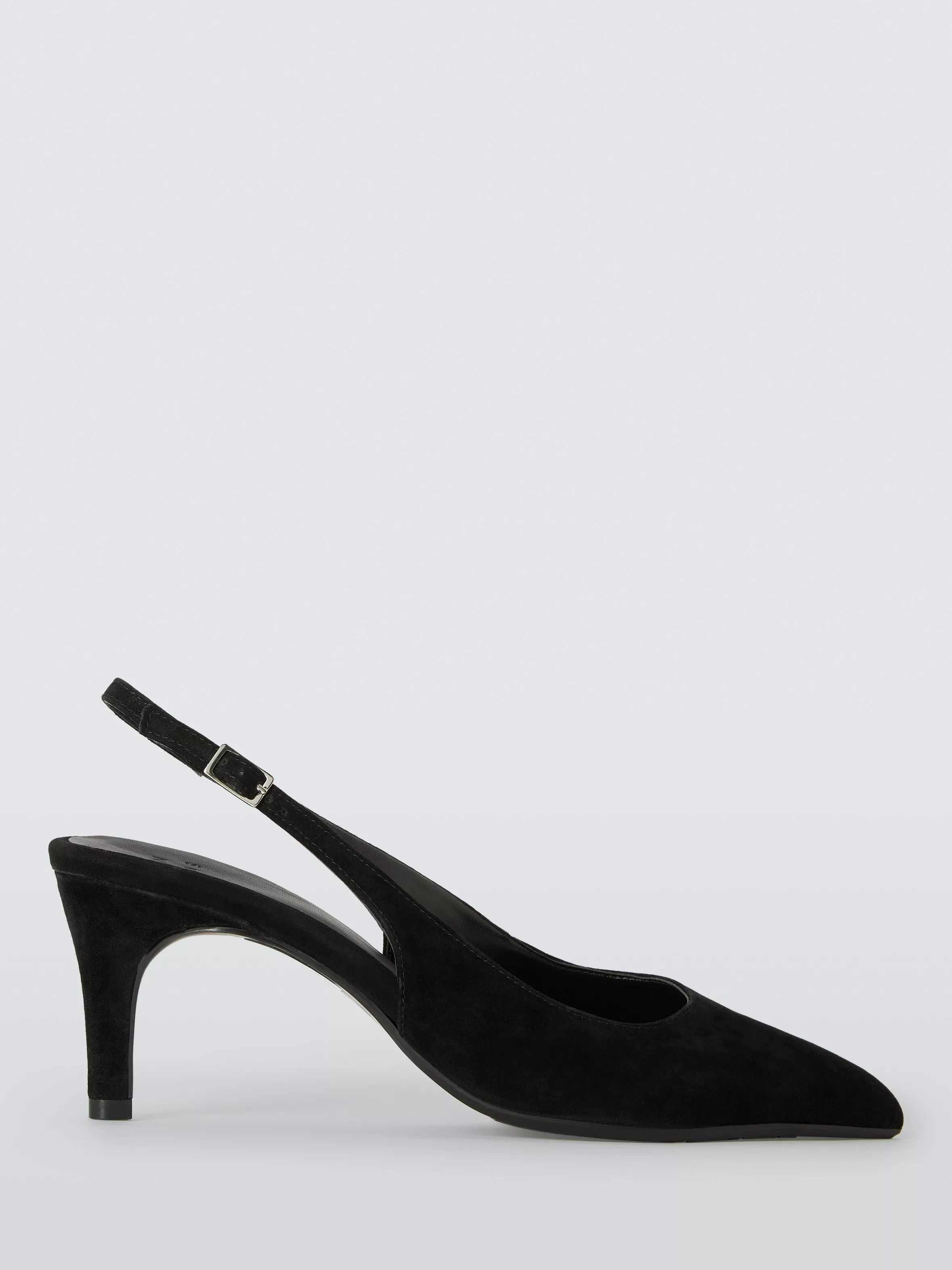 John Lewis Gracious Suede Mid Heel Slingback Court Shoes, Black