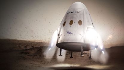 Artist's impression of the SpaceX Crew Dragon lander on Mars