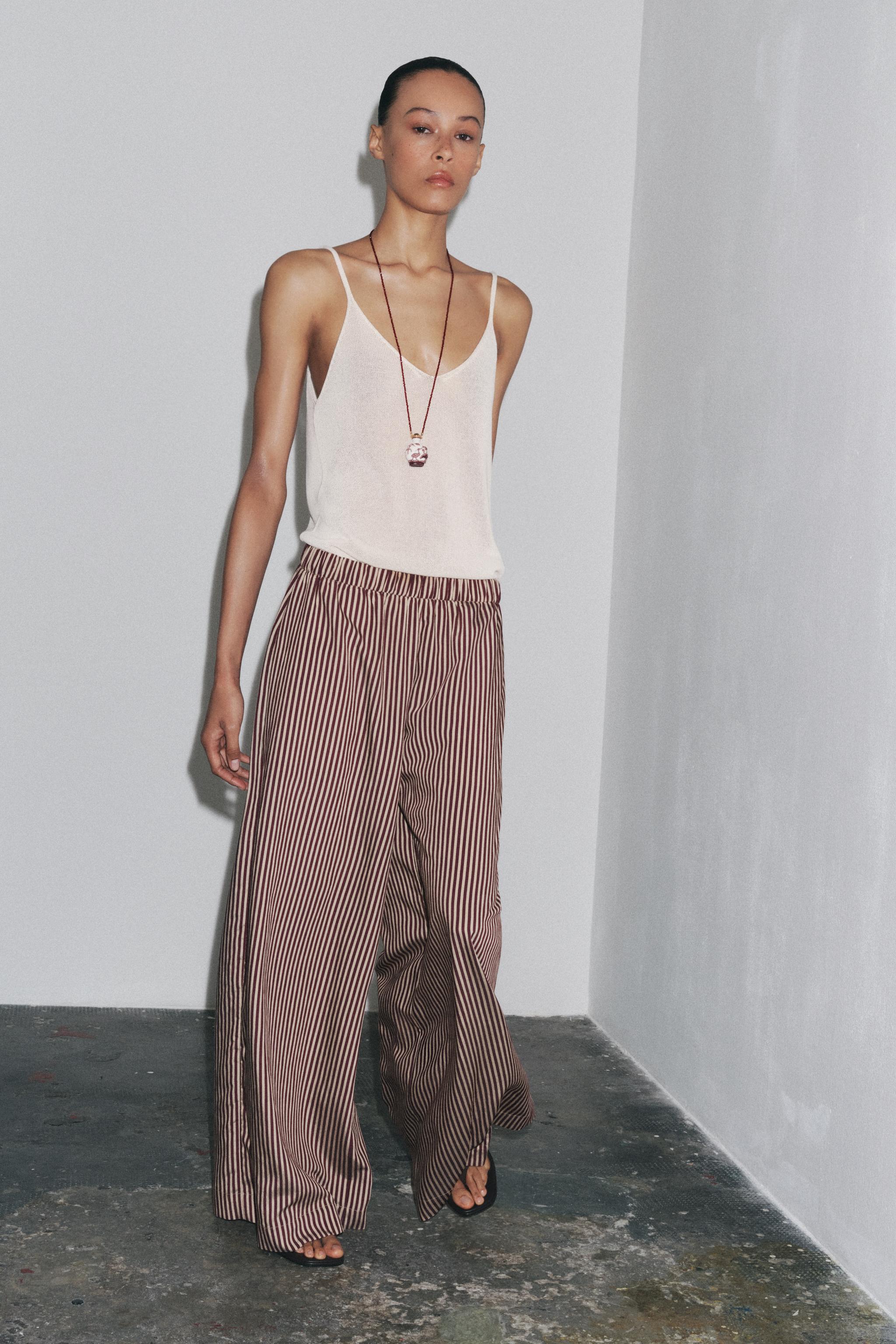 Zw Collection Striped Flowy Pants